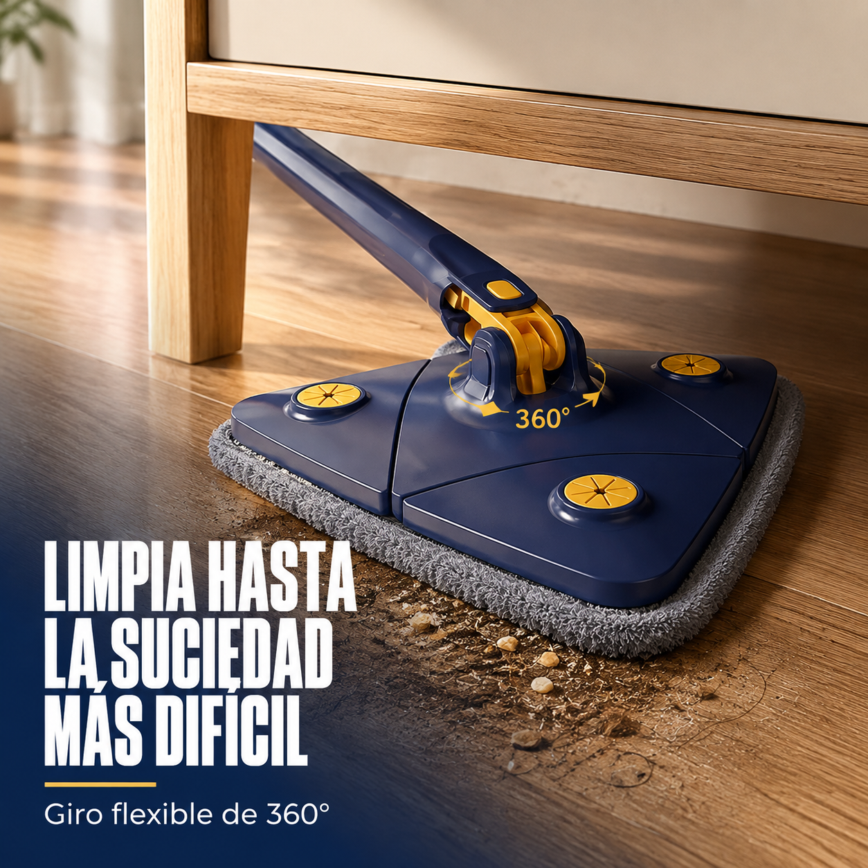Trapeador Triangular Giratorio 360º - Autoescurrible con Mopa de Microfibra