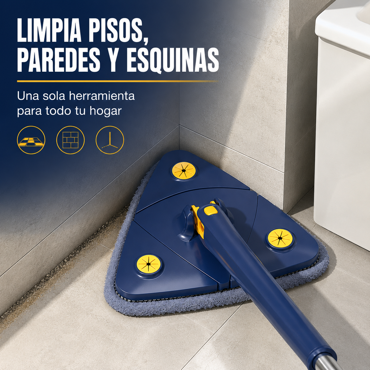 Trapeador Triangular Giratorio 360º - Autoescurrible con Mopa de Microfibra