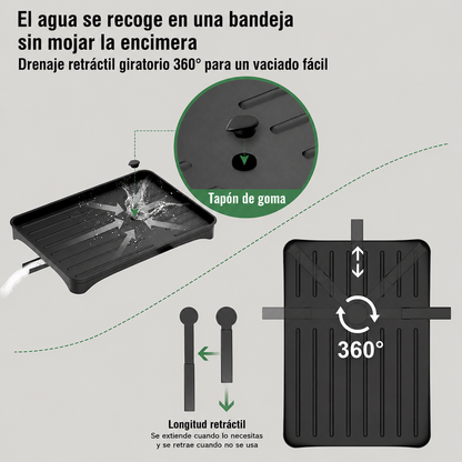 Escurridor de Platos de 2 Niveles con Drenaje Automático